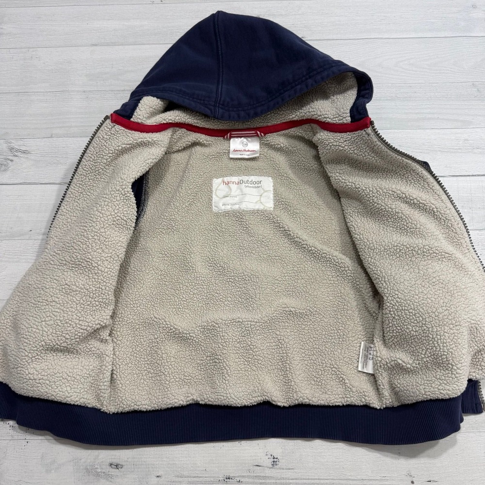 Hanna Andersson kids navy blue Sherpa lined zip up jacket 110/5 - Picture 4 of 9